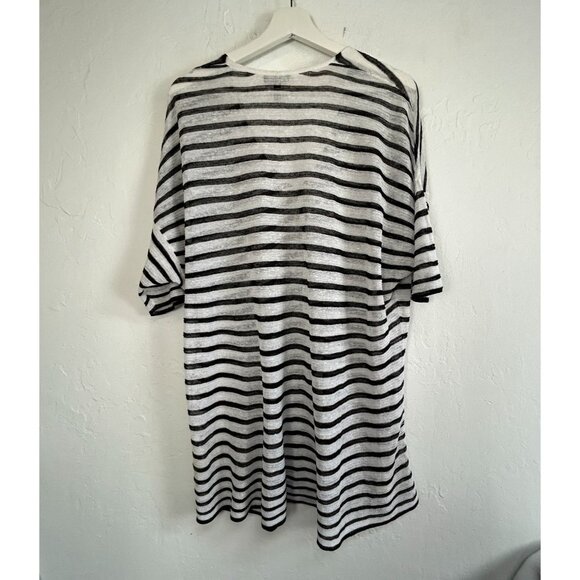 Eileen Fisher Womens Striped V-Neck Organic Linen Blend Tunic Top Large Casual - Picture 2 of 9